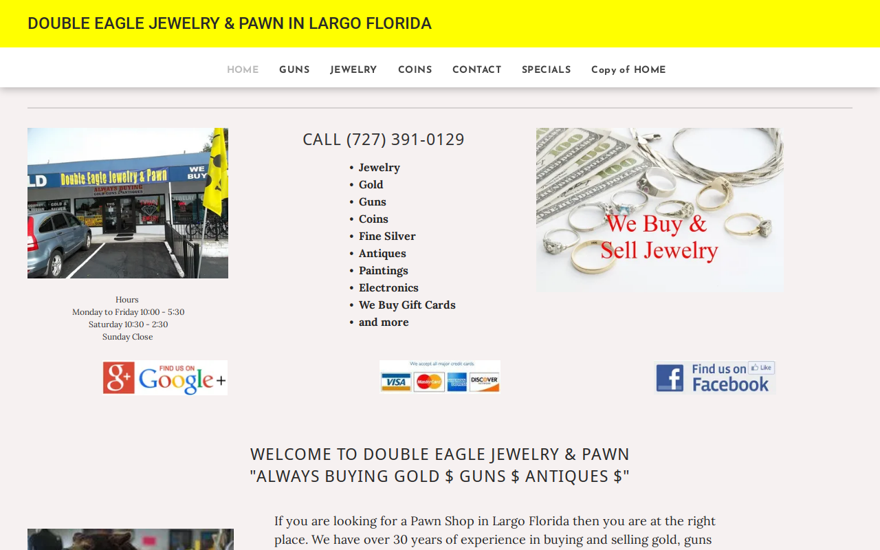 Double Eagle Jewelry and Pawn website preview