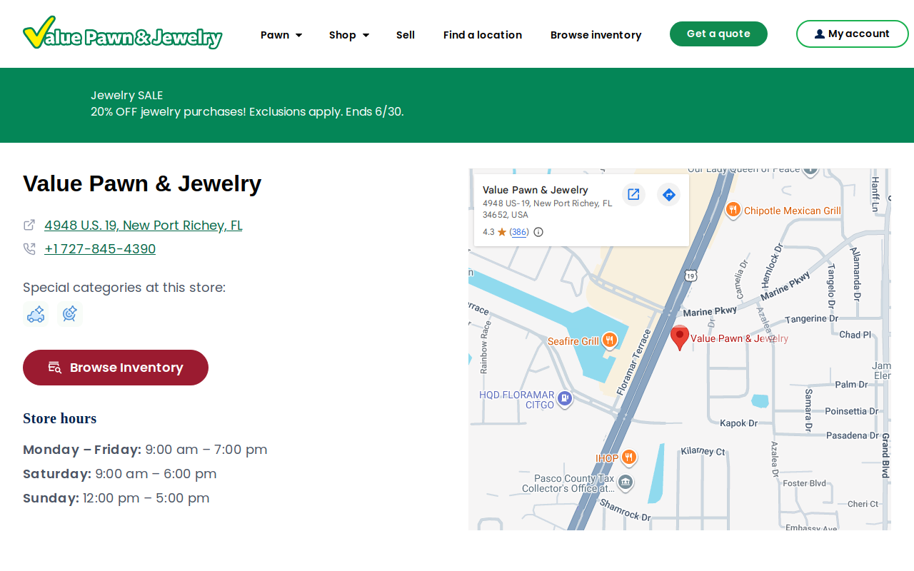 Value Pawn and Jewelry website preview