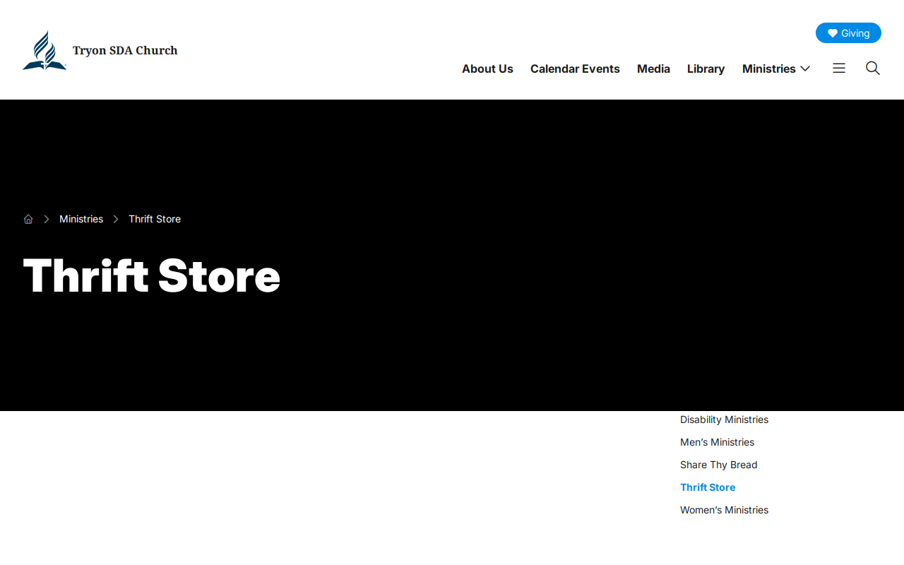 Clearwater Adventist Thrift Store website preview