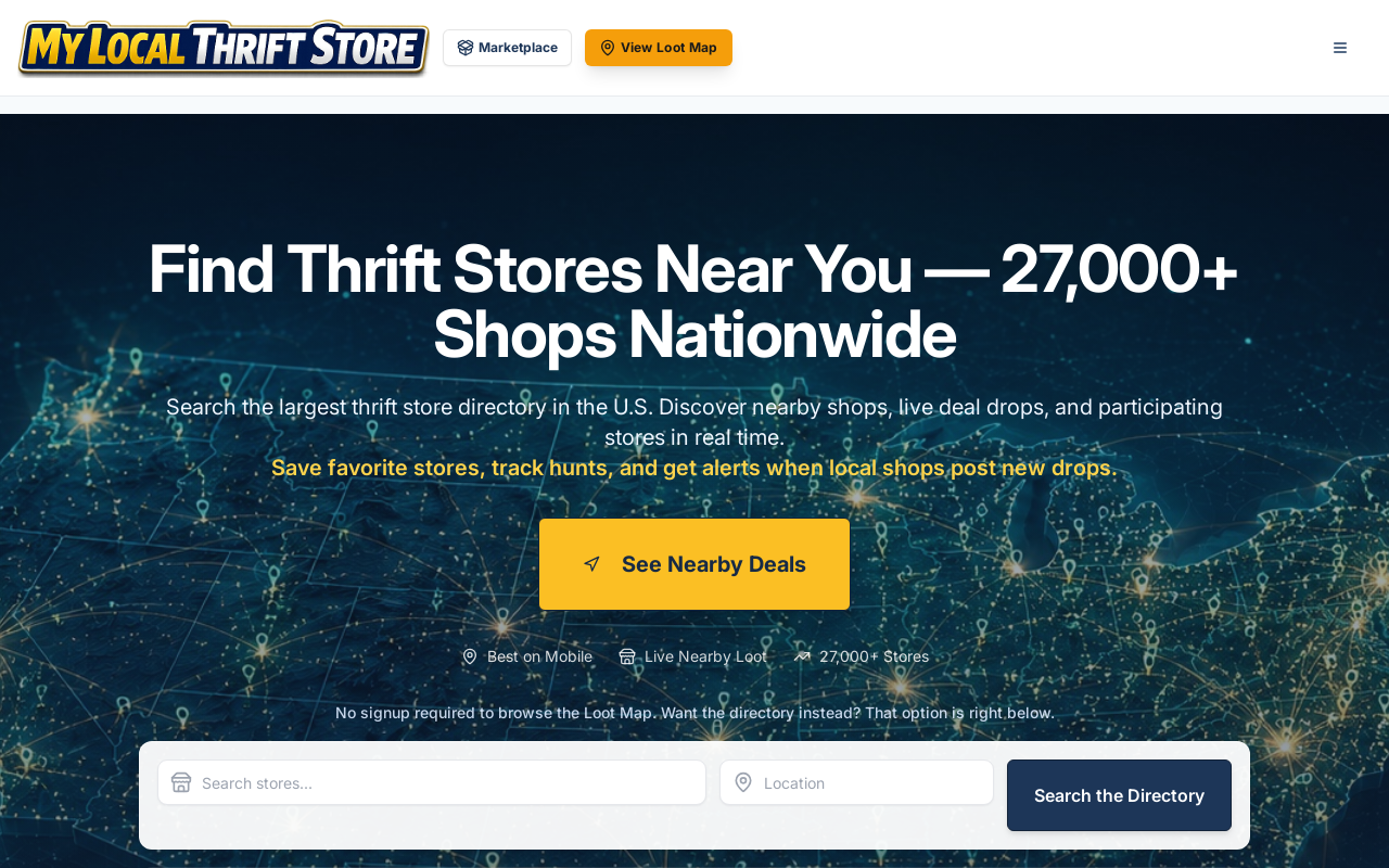 My Local Thrift Store website preview