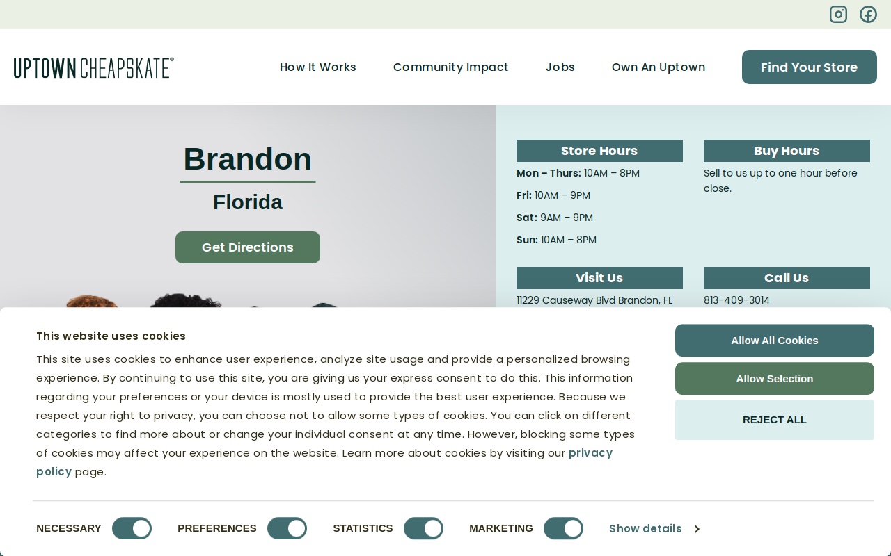 Uptown Cheapskate website preview