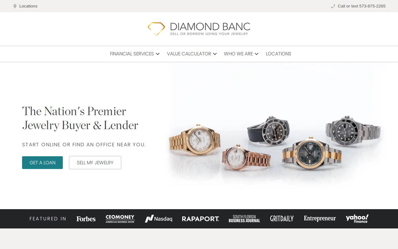 Diamond Banc website preview