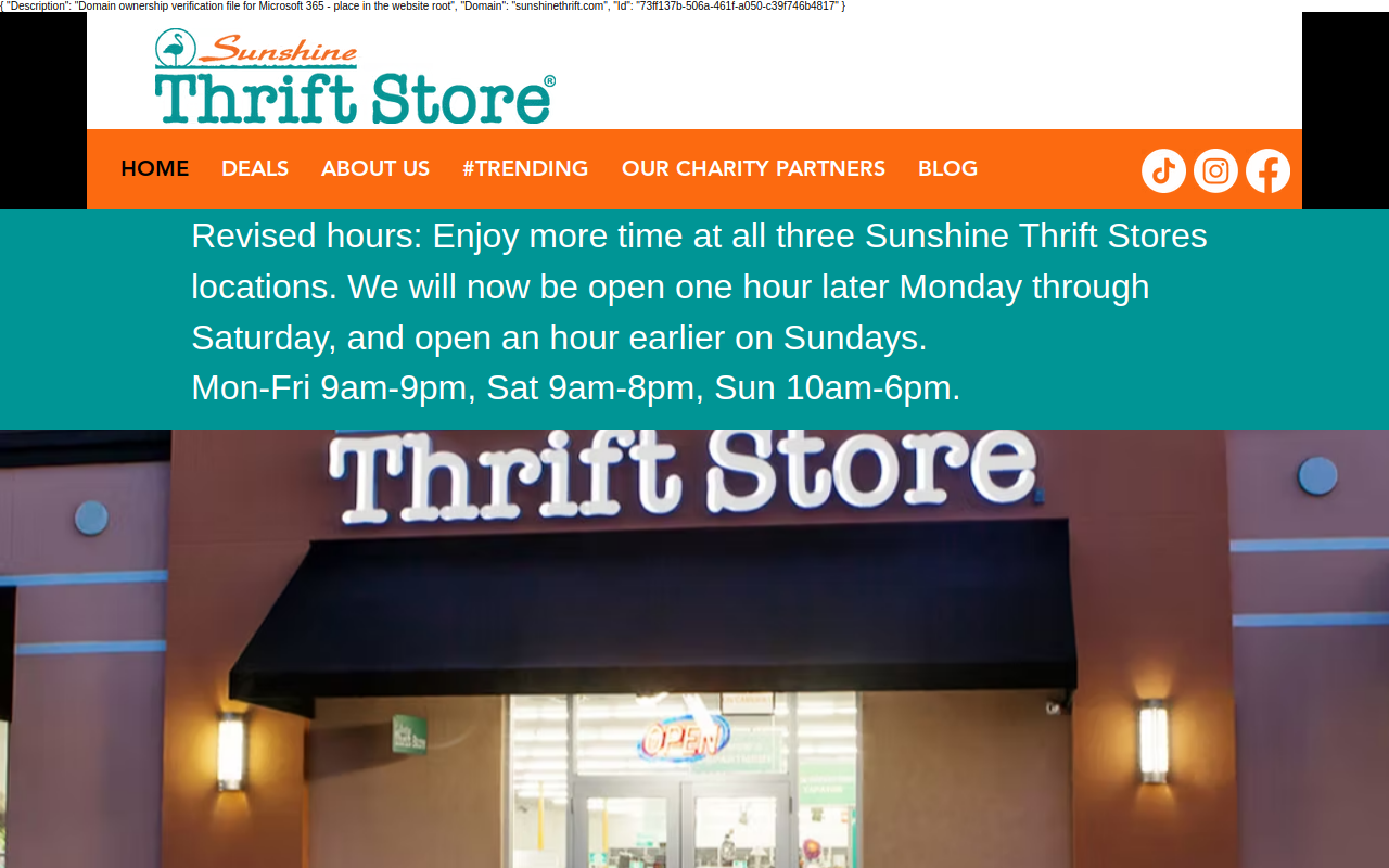 Sunshine Thrift Stores website preview