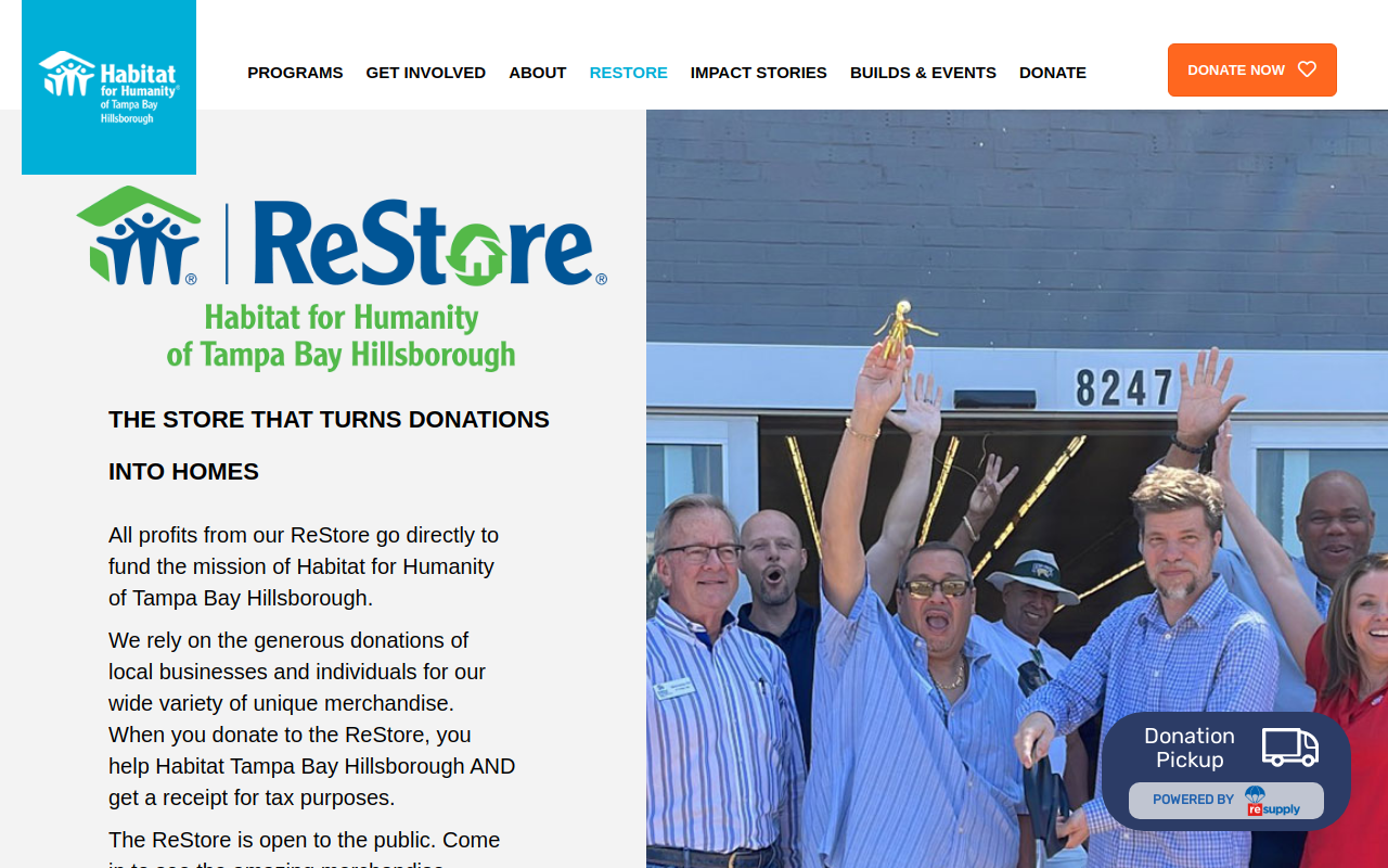 Habitat for Humanity Restore website preview