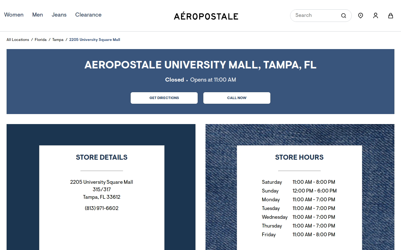 Aéropostale website preview