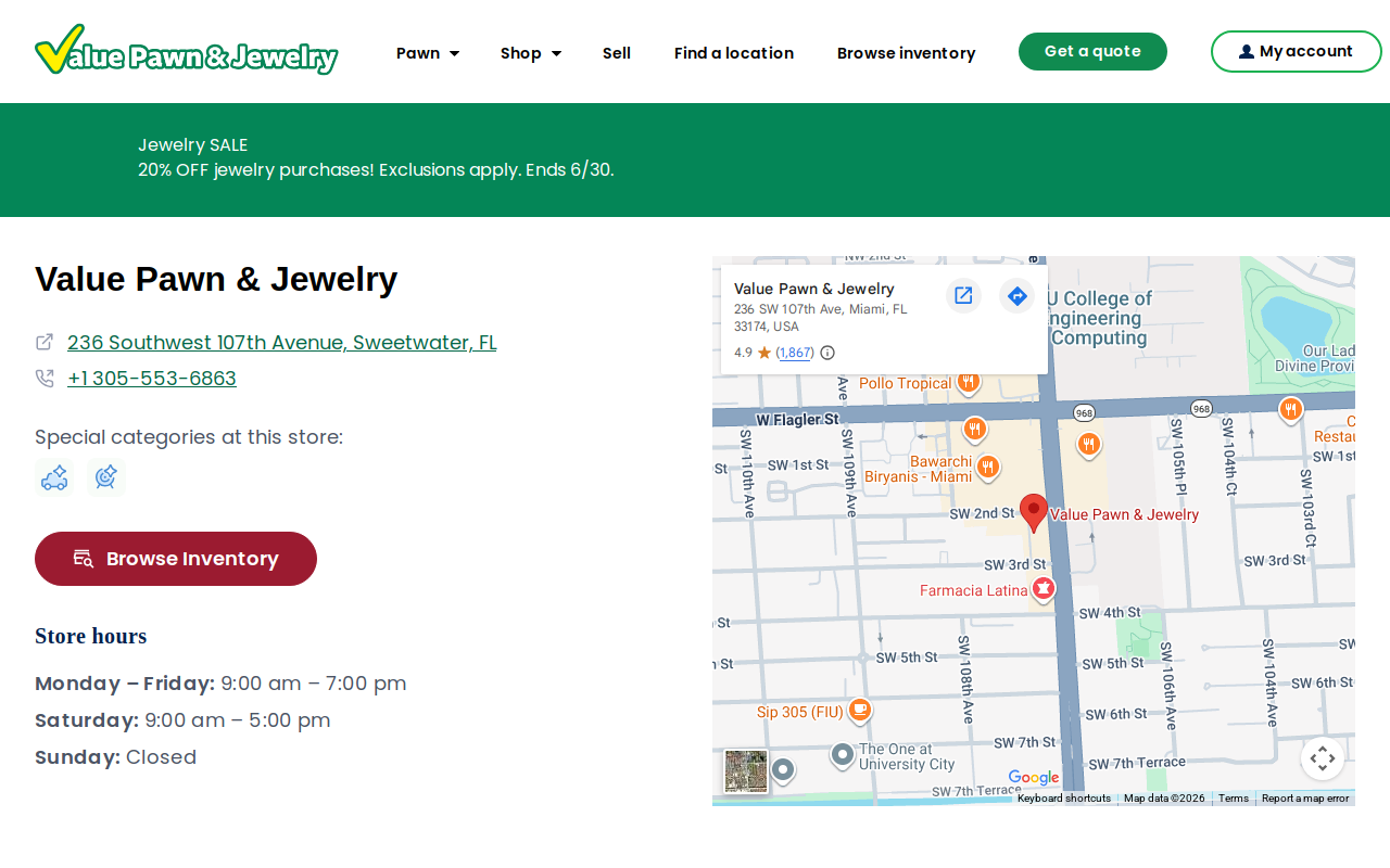 Value Pawn and Jewelry website preview