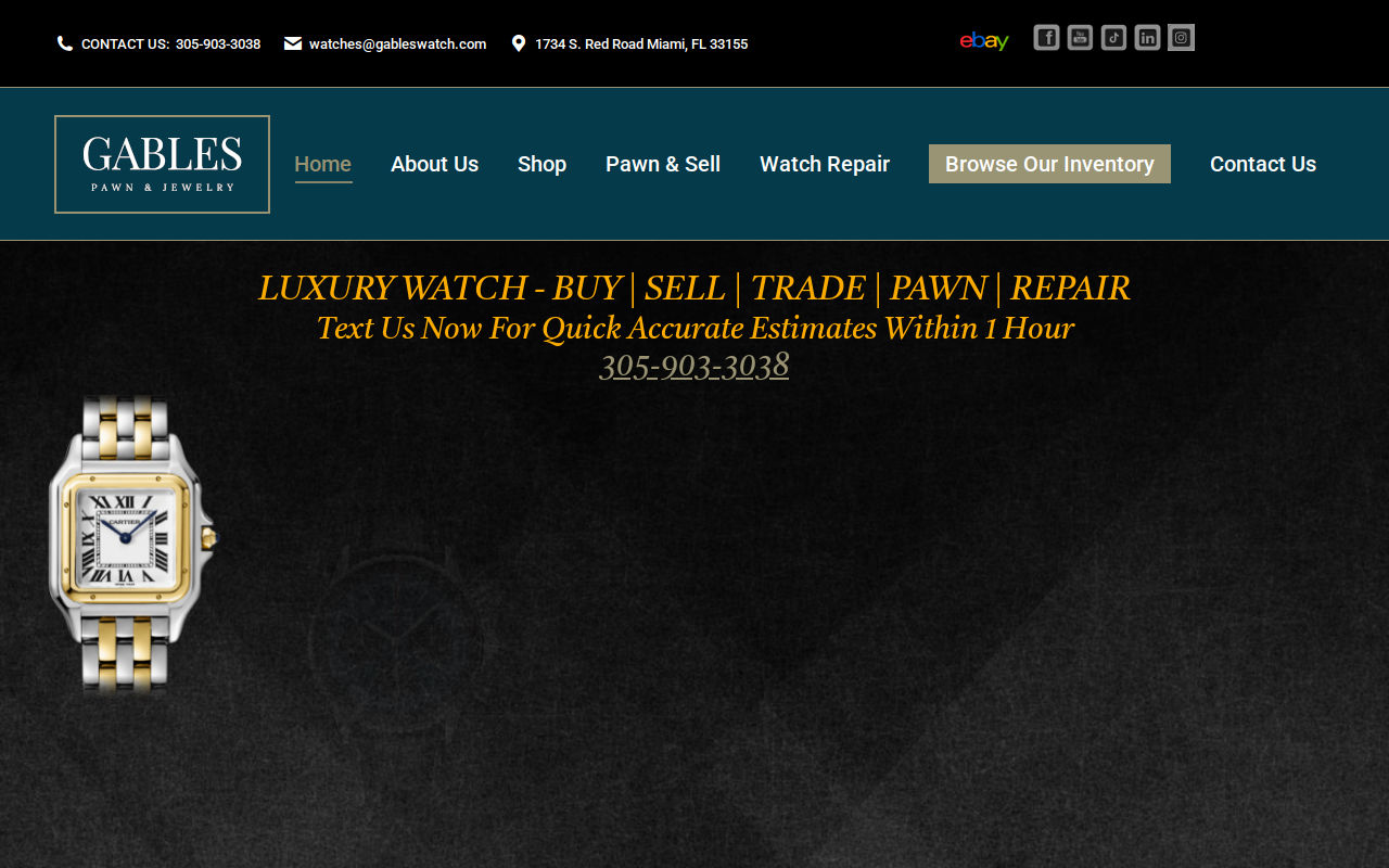 Gables Pawn & Jewelry website preview