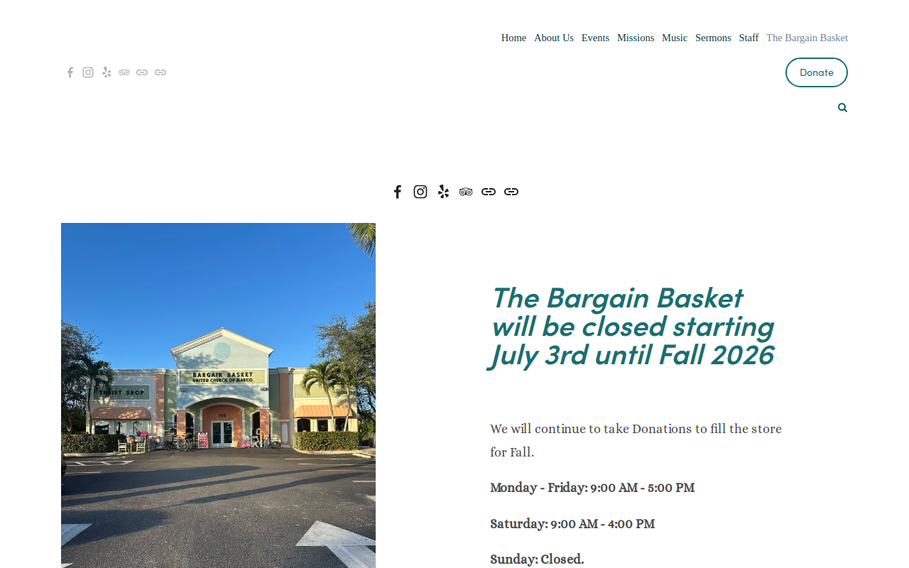 Bargain Basket Thrift Shop website preview
