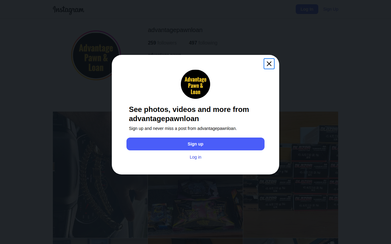 Advantage Pawn website preview