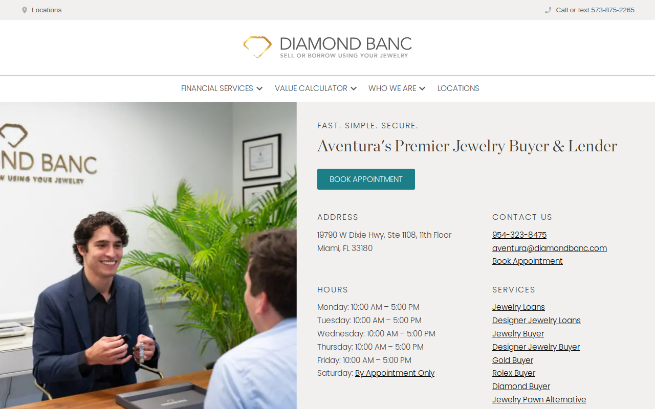 Diamond Banc website preview