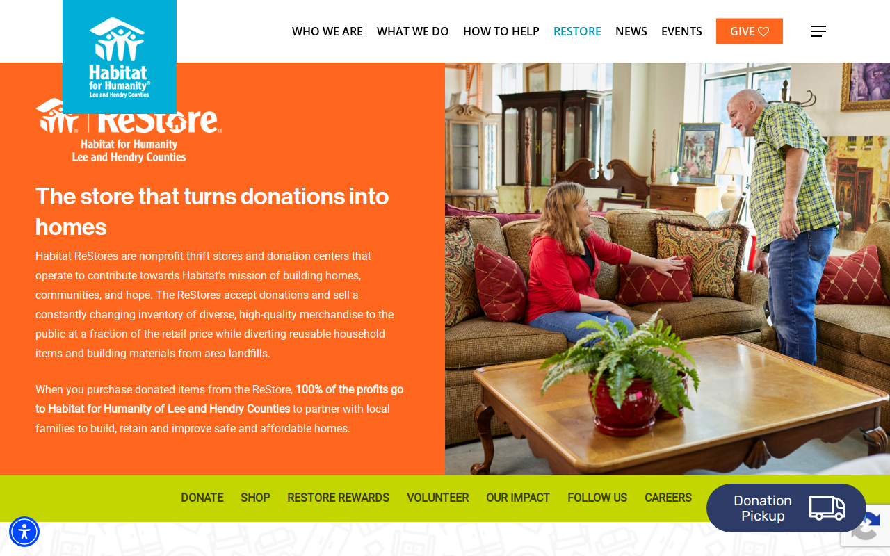 Habitat For Humanity Restore website preview