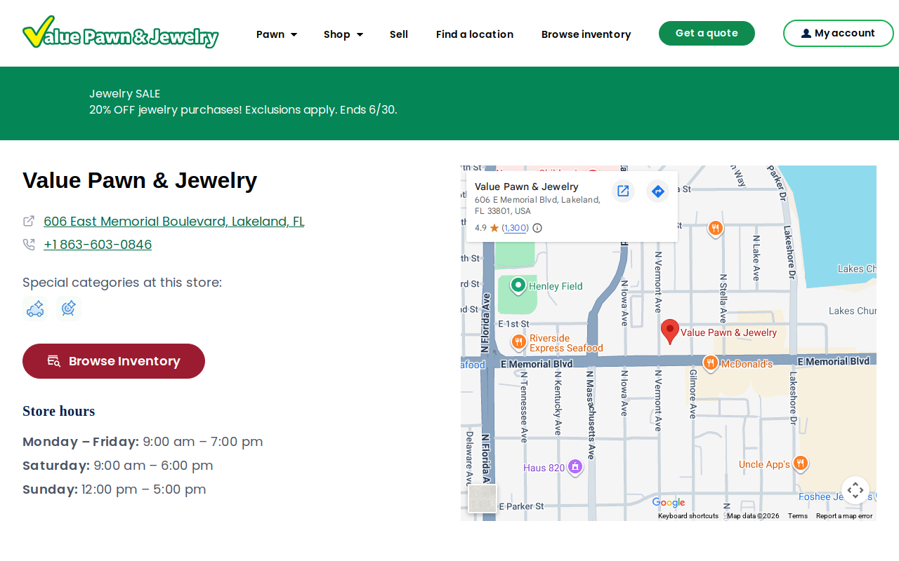 Value Pawn and Jewelry website preview