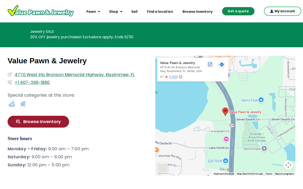 Value Pawn and Jewelry website preview