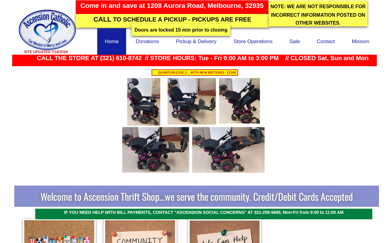 Ascension Catholic Thrift Shop website preview
