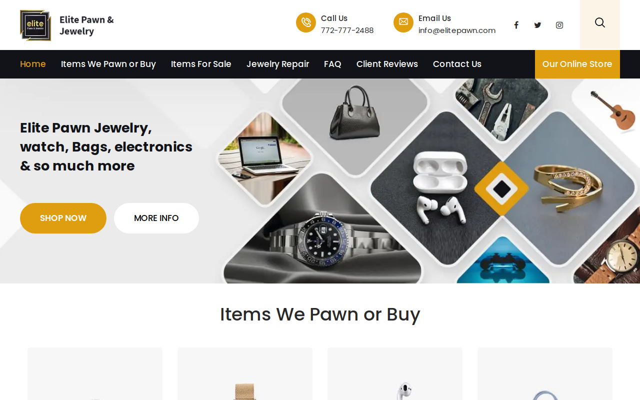 Elite Pawn & Jewelry website preview