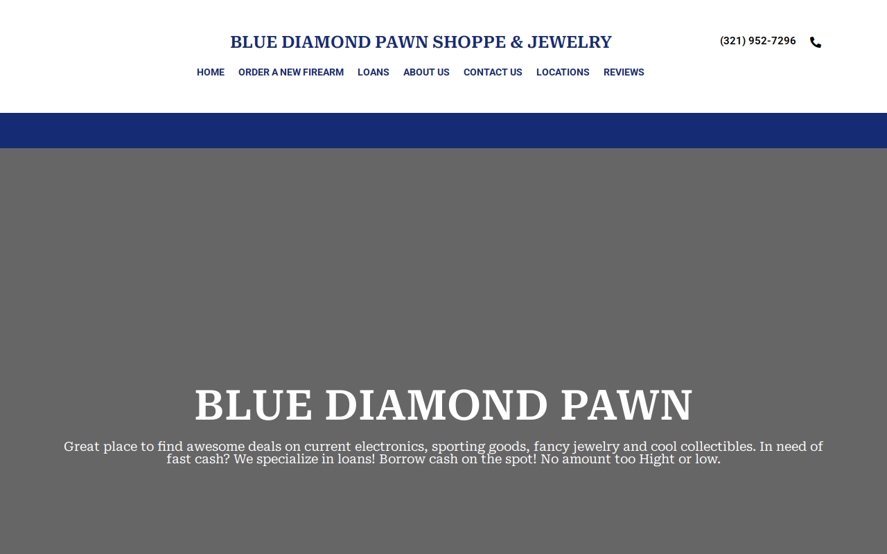 Blue Diamond Pawn Shoppe website preview