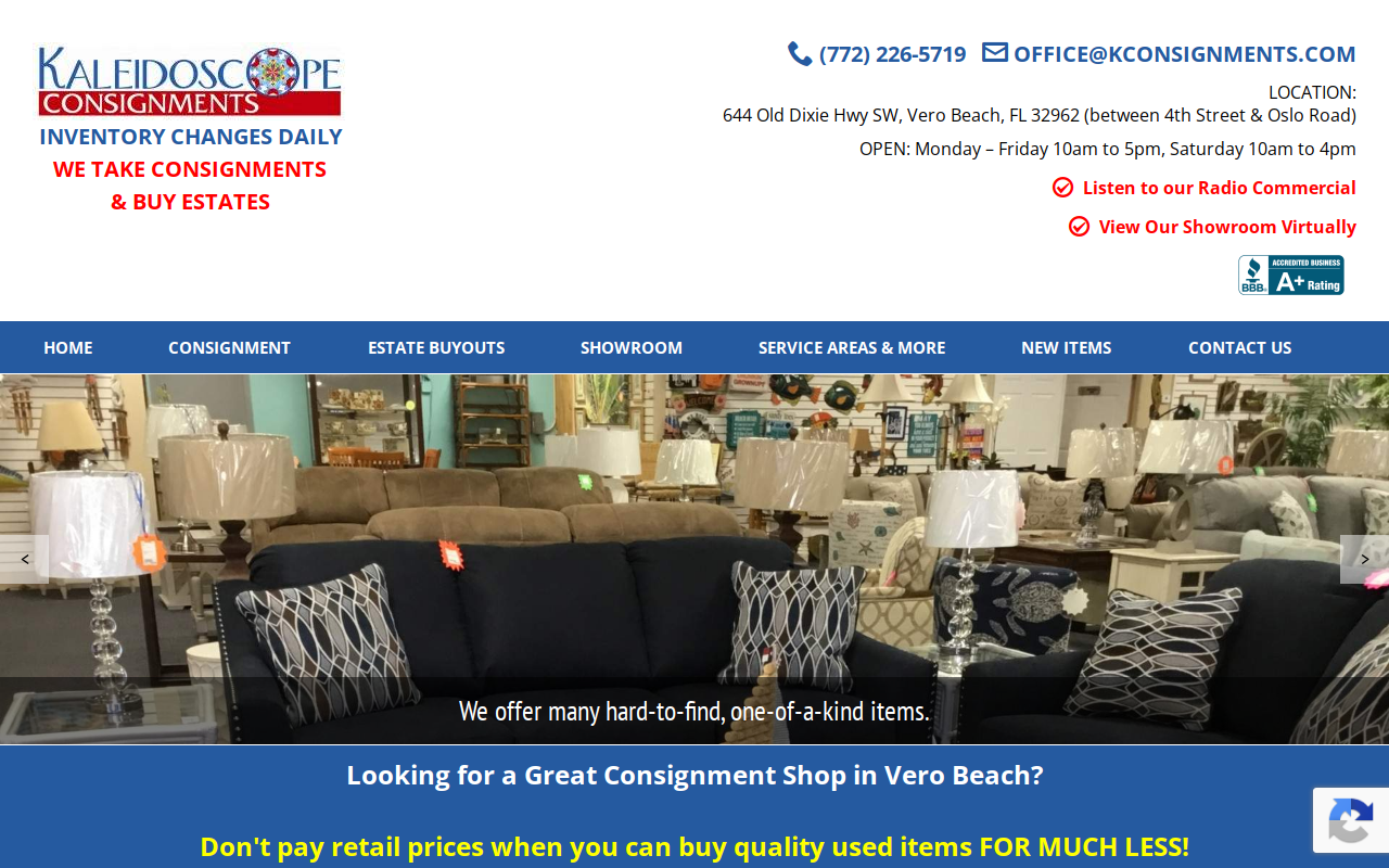 Kaleidoscope Consignments website preview