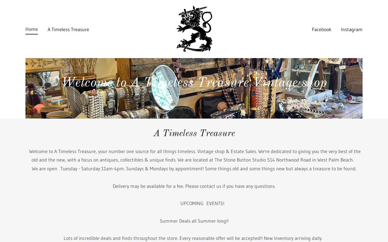 A Timeless Treasure website preview