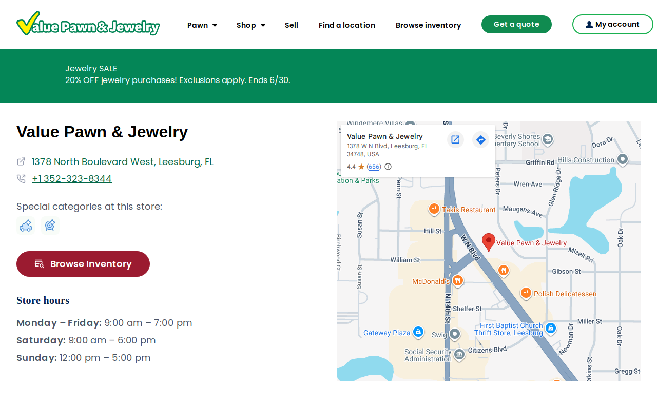 Value Pawn and Jewelry website preview