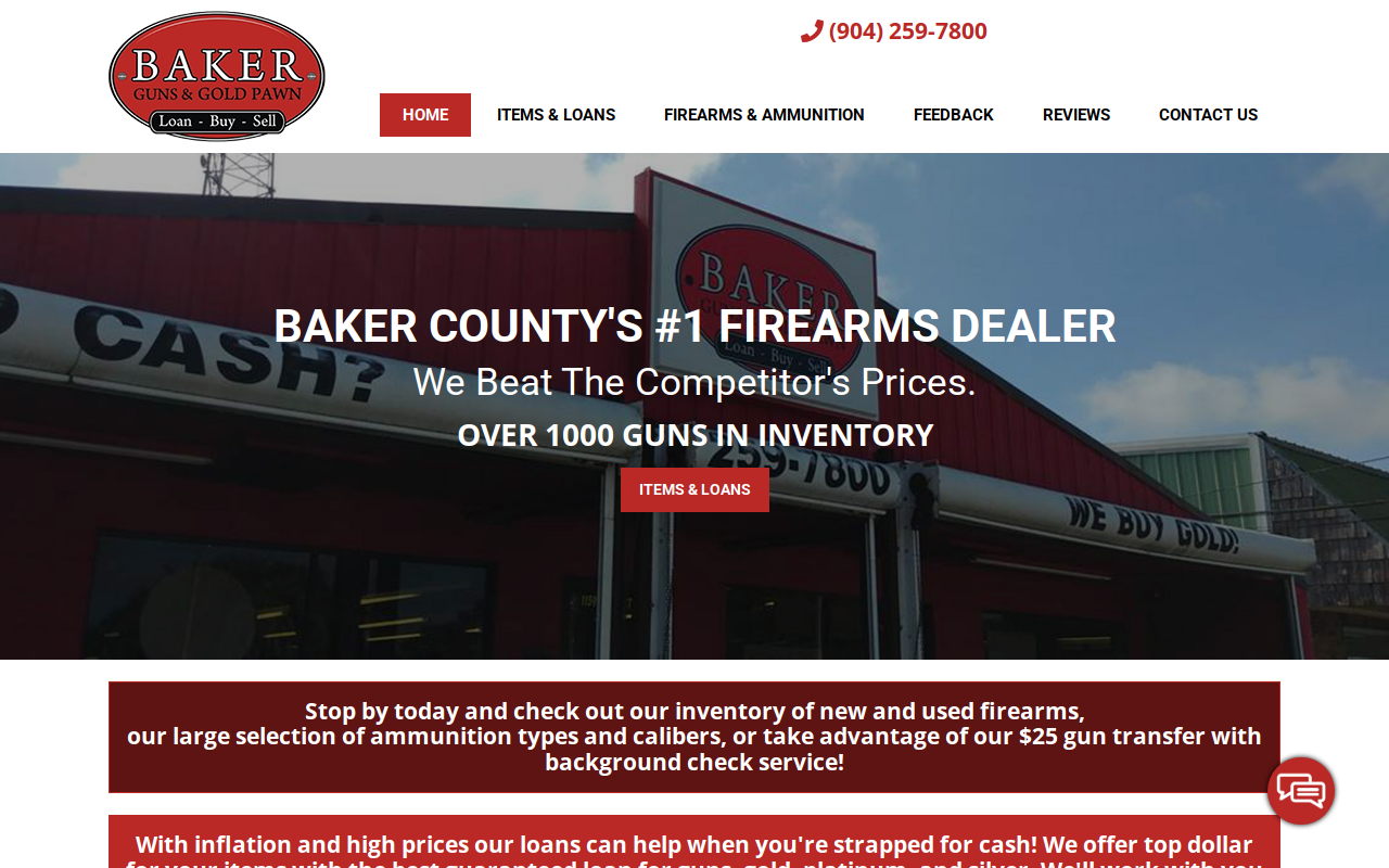 Baker Guns & Gold Pawn website preview