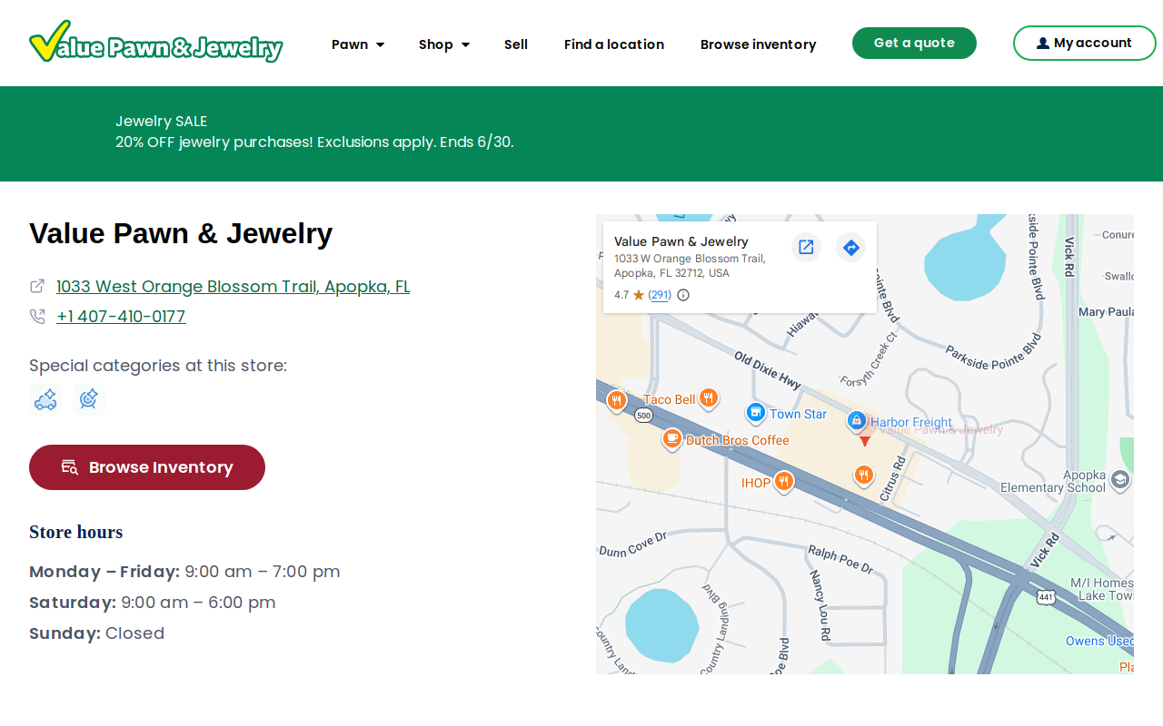 Value Pawn and Jewelry website preview