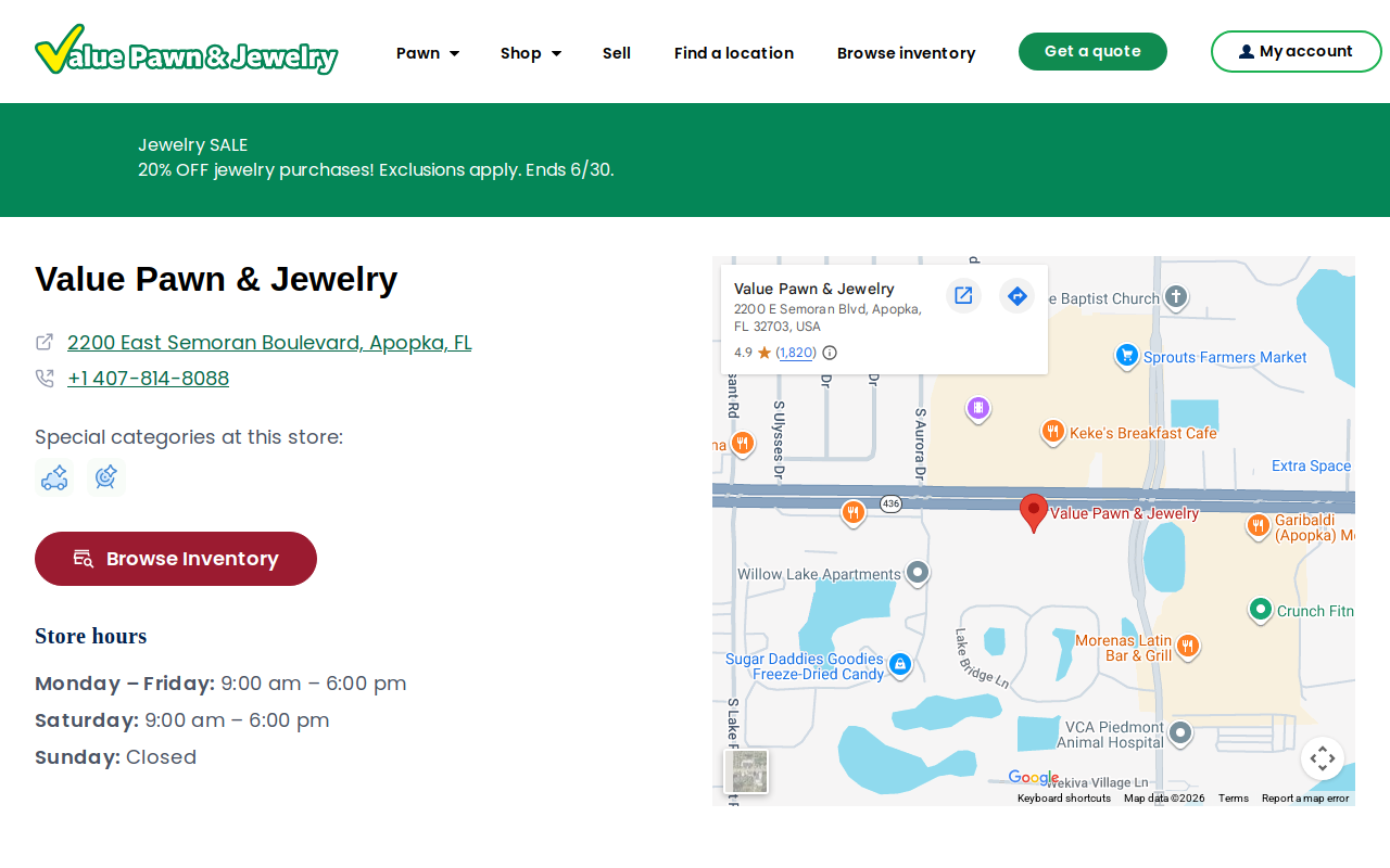Value Pawn and Jewelry website preview