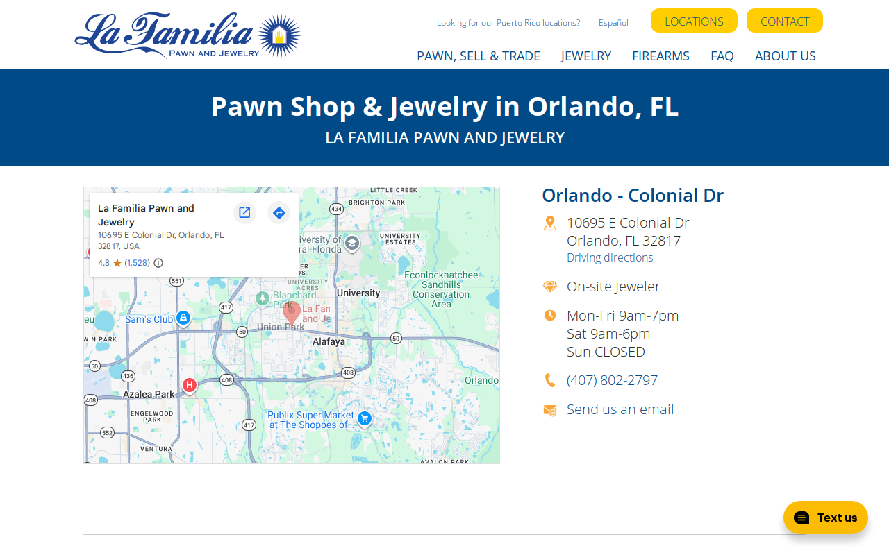La Familia Pawn and Jewelry website preview