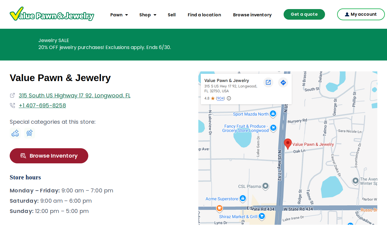 Value Pawn and Jewelry website preview