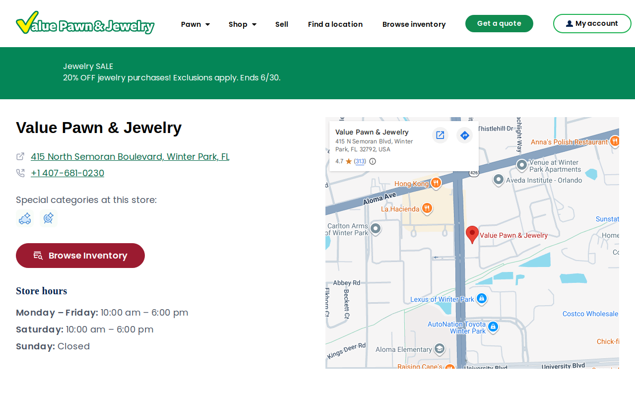Value Pawn and Jewelry website preview