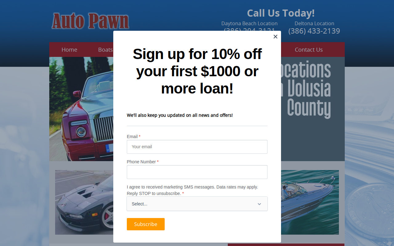 Auto Pawn of Daytona website preview