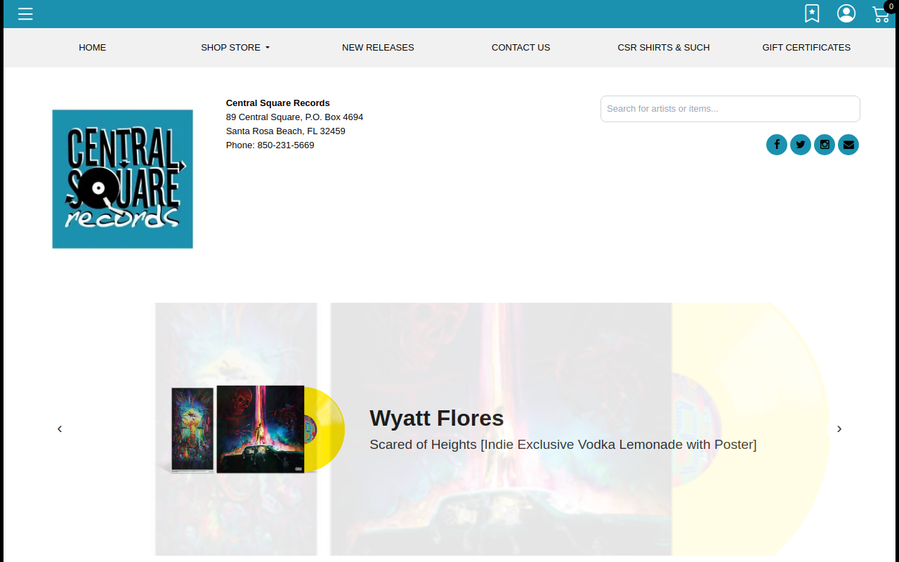 Central Square Records website preview