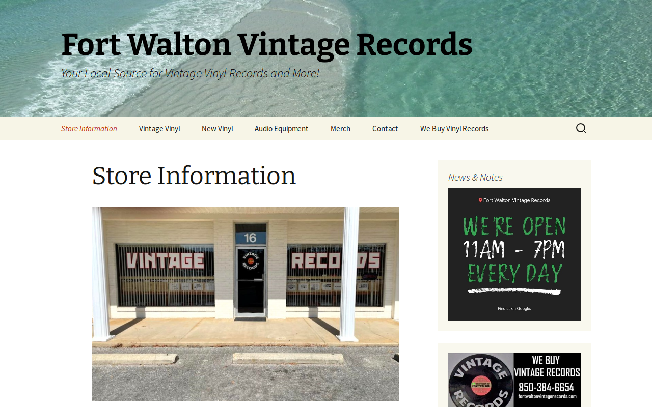 Fort Walton Vintage Records website preview