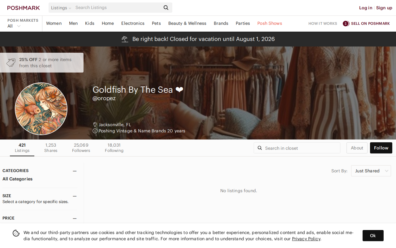 Goldfish by the Sea Vintage website preview