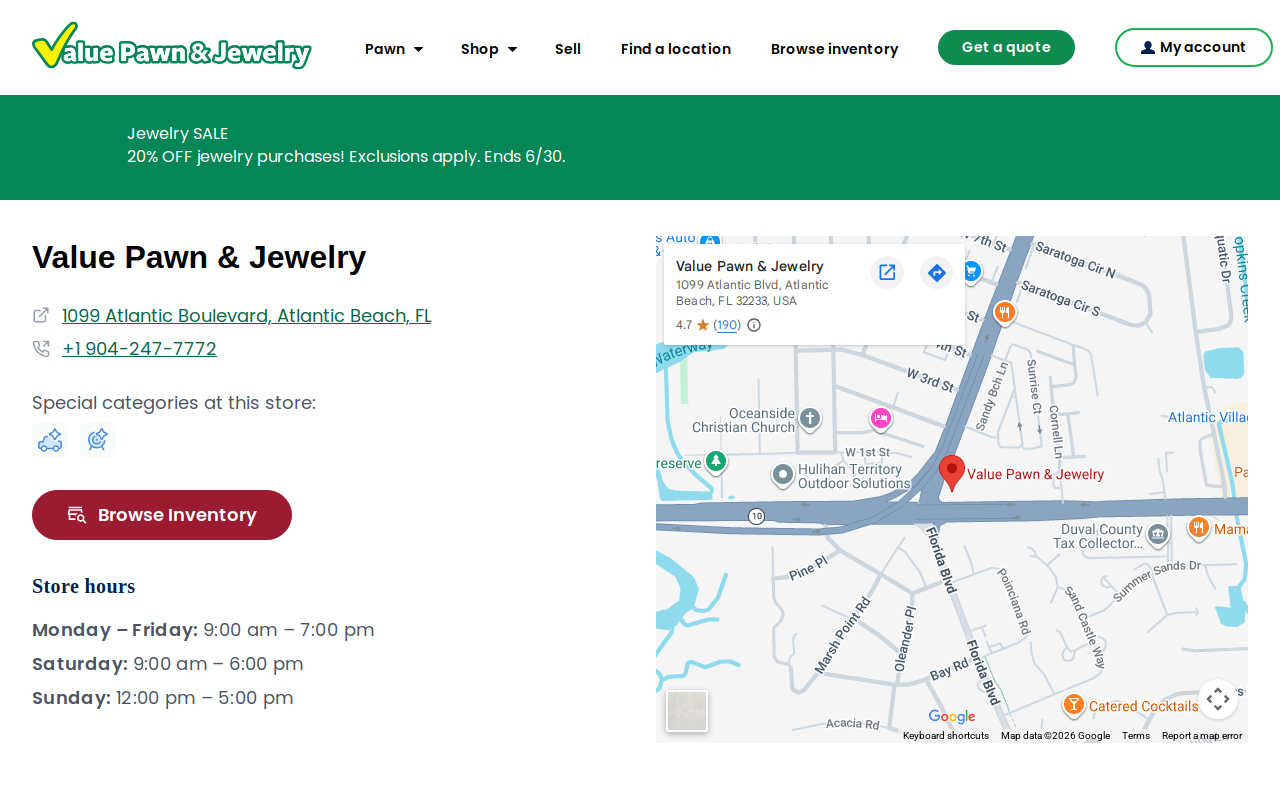 Value Pawn and Jewelry website preview