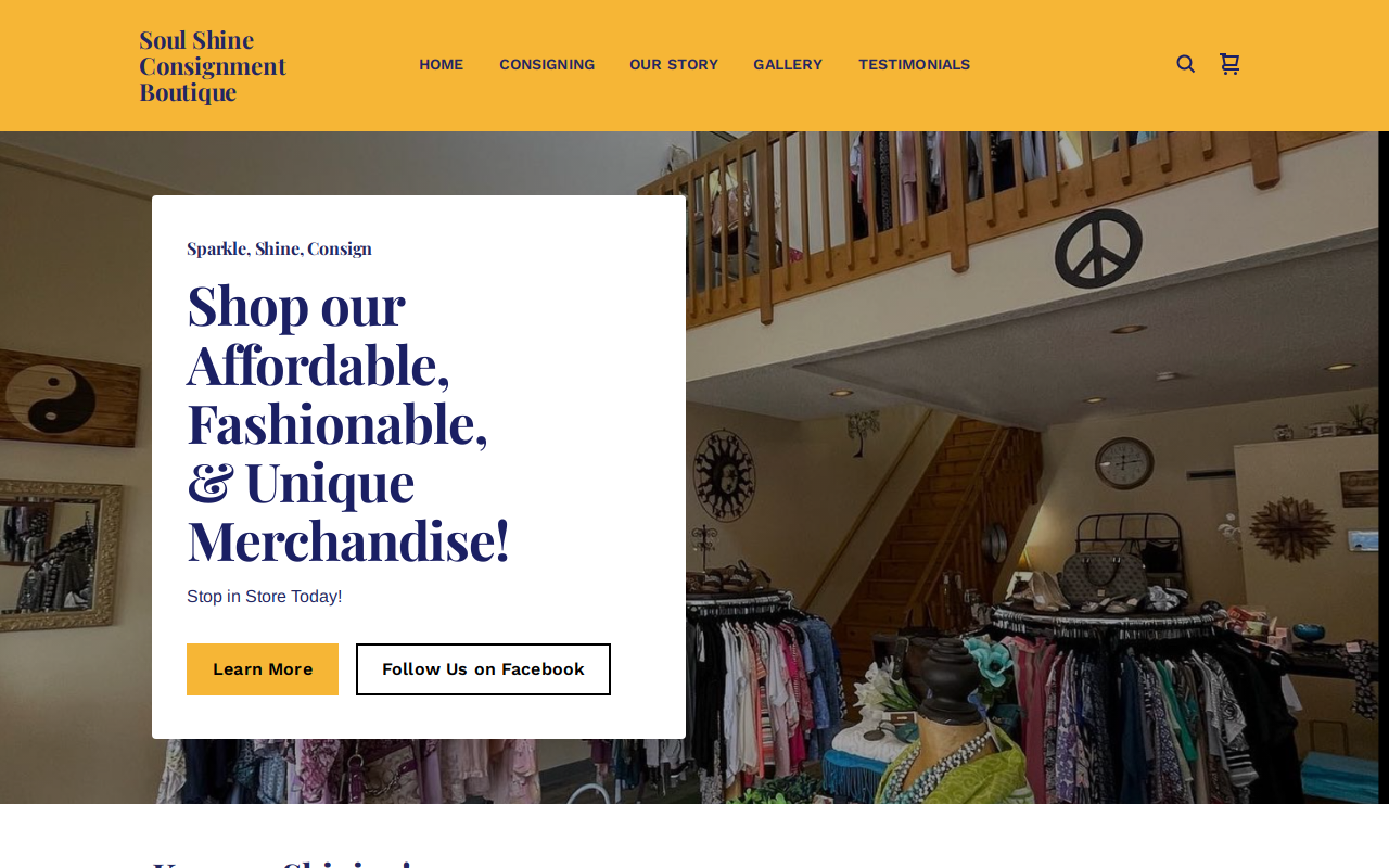Soul Shine Consignment Boutique website preview