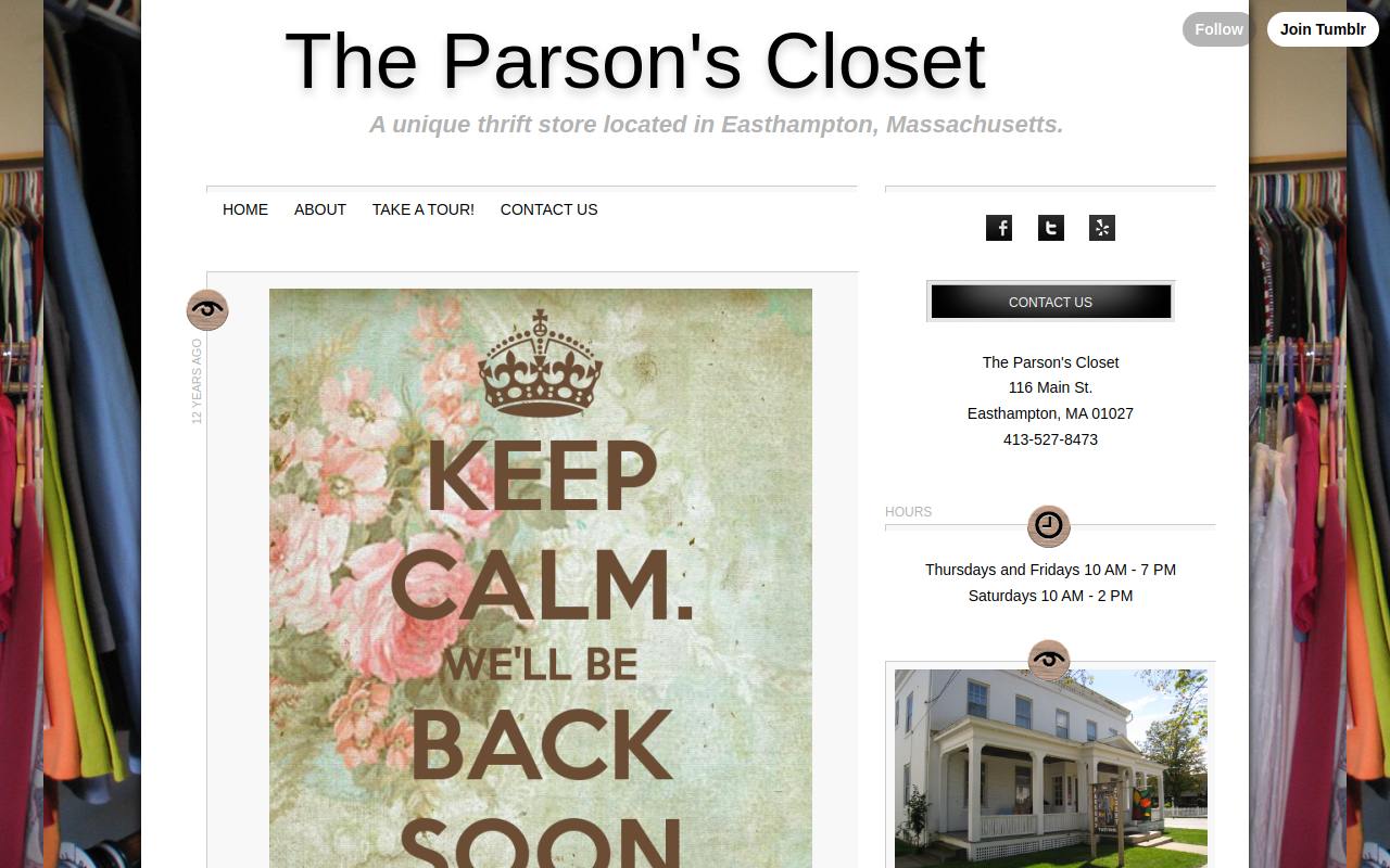 The Parson's Closet website preview