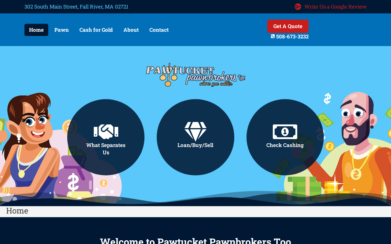 Pawtucket Pawnbrokers Too website preview