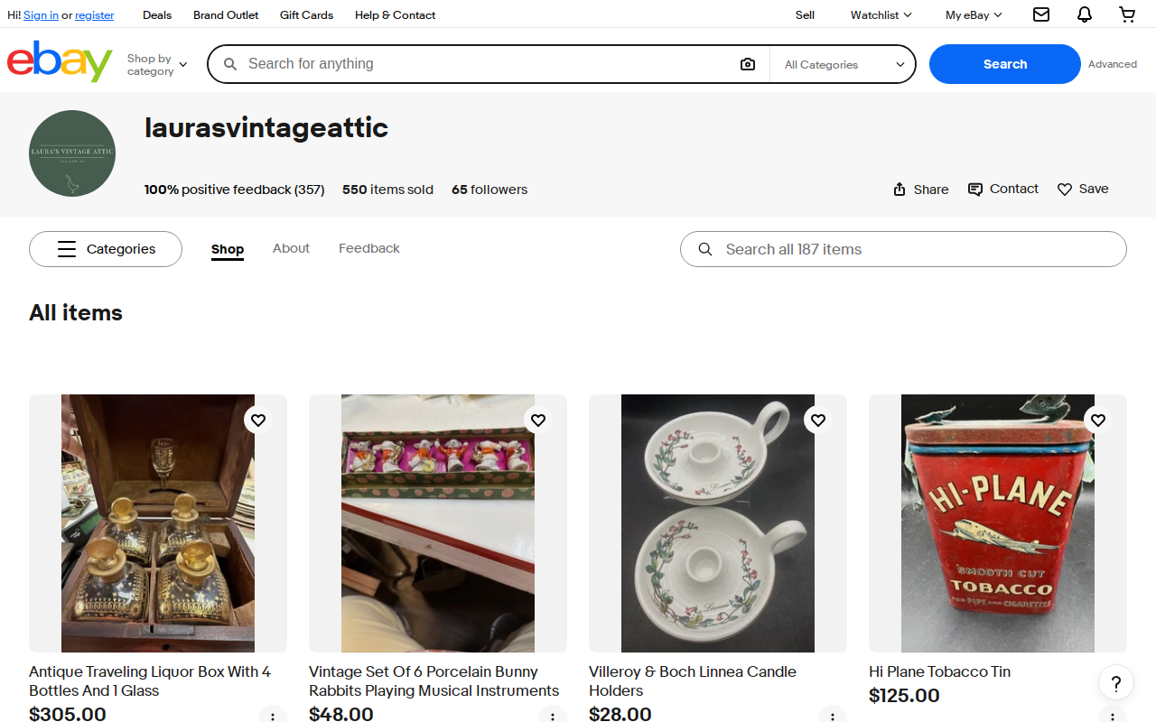 Laura's Vintage Attic website preview