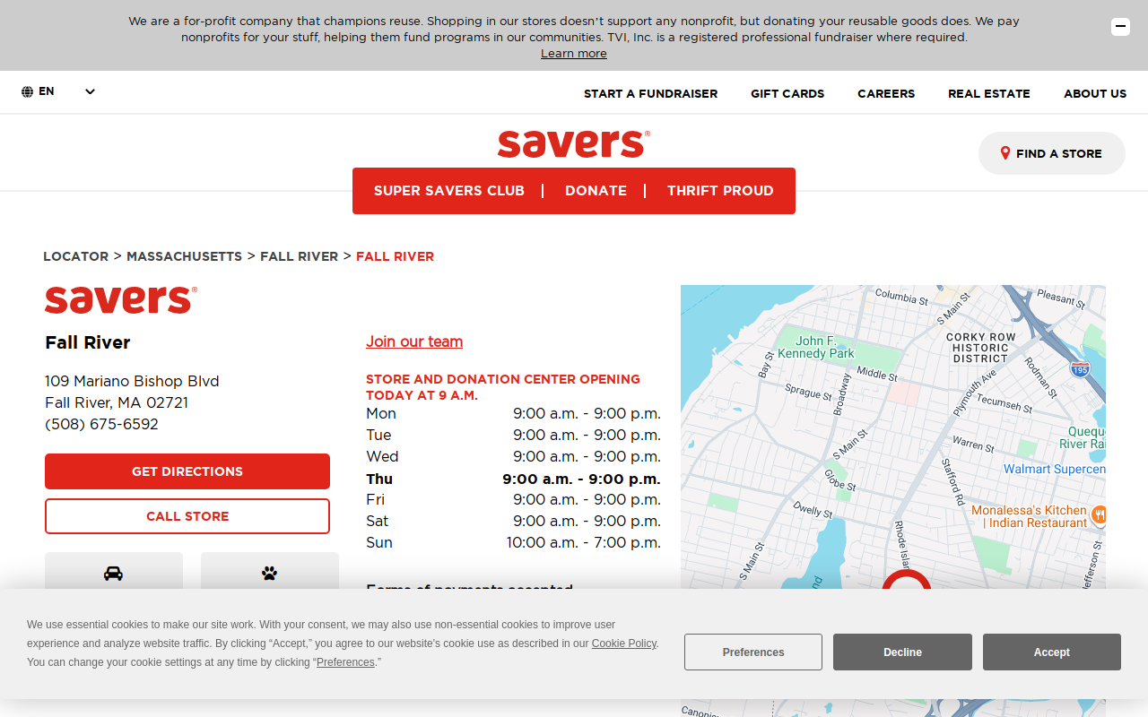Savers website preview