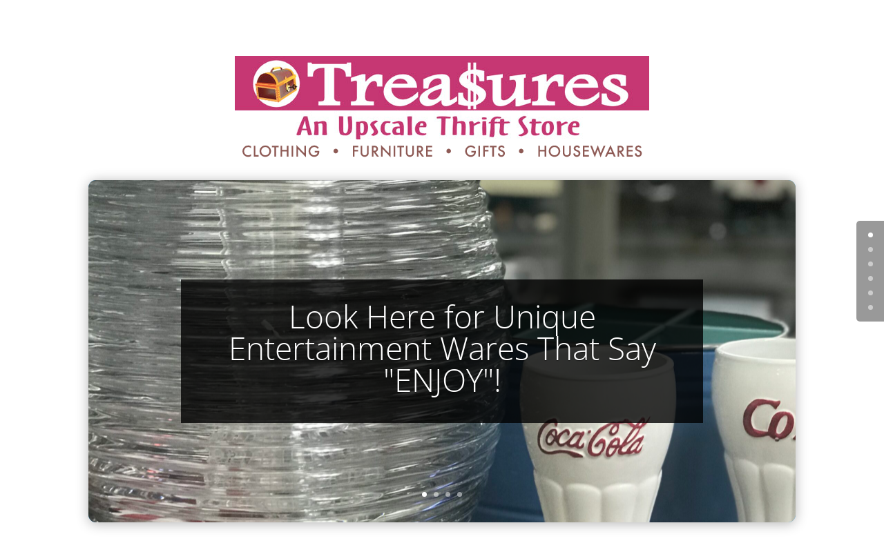 Treasures Upscale Thrift Store website preview