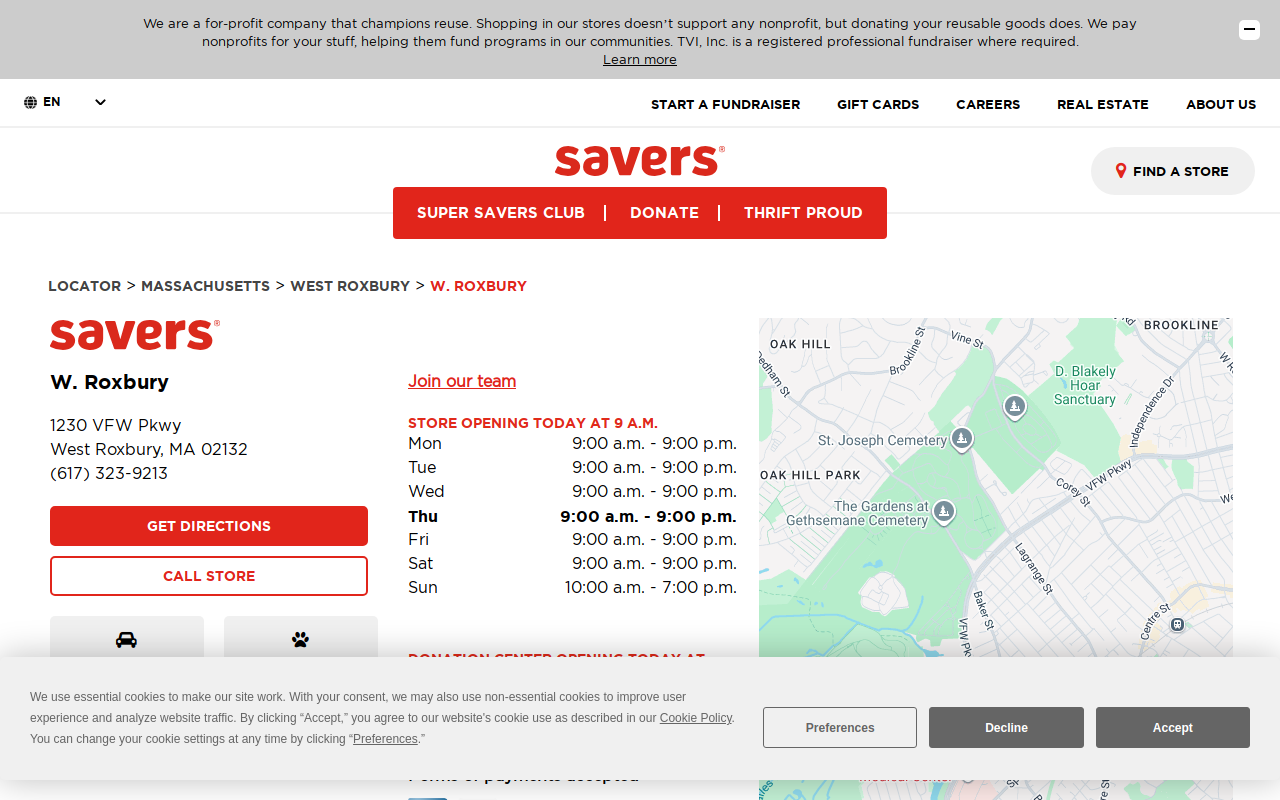 Savers website preview