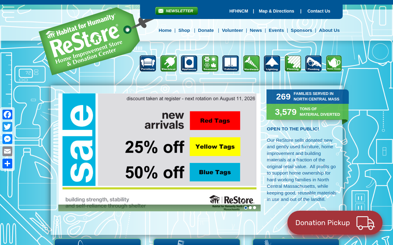 Habitat for Humanity North Central Massachusetts ReStore website preview