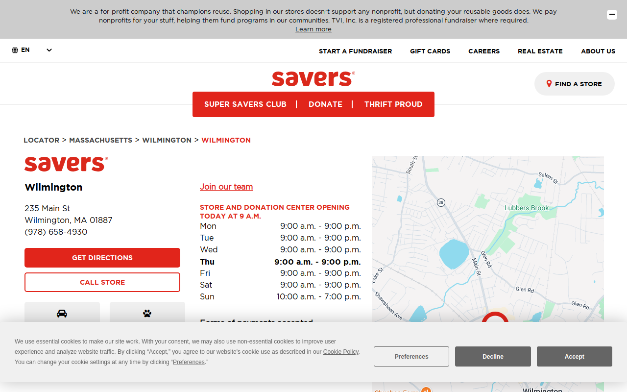 Savers website preview