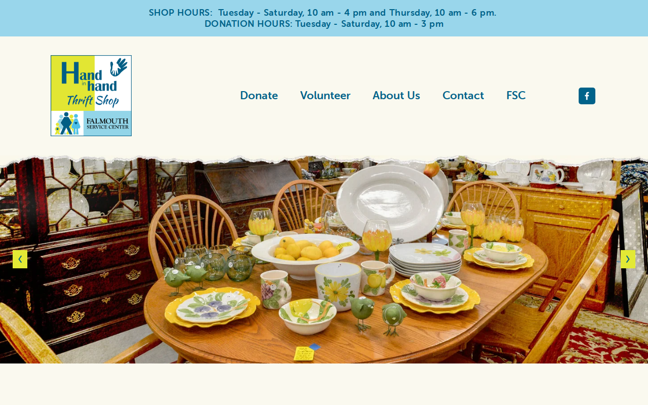 Hand in hand Thrift Shop website preview