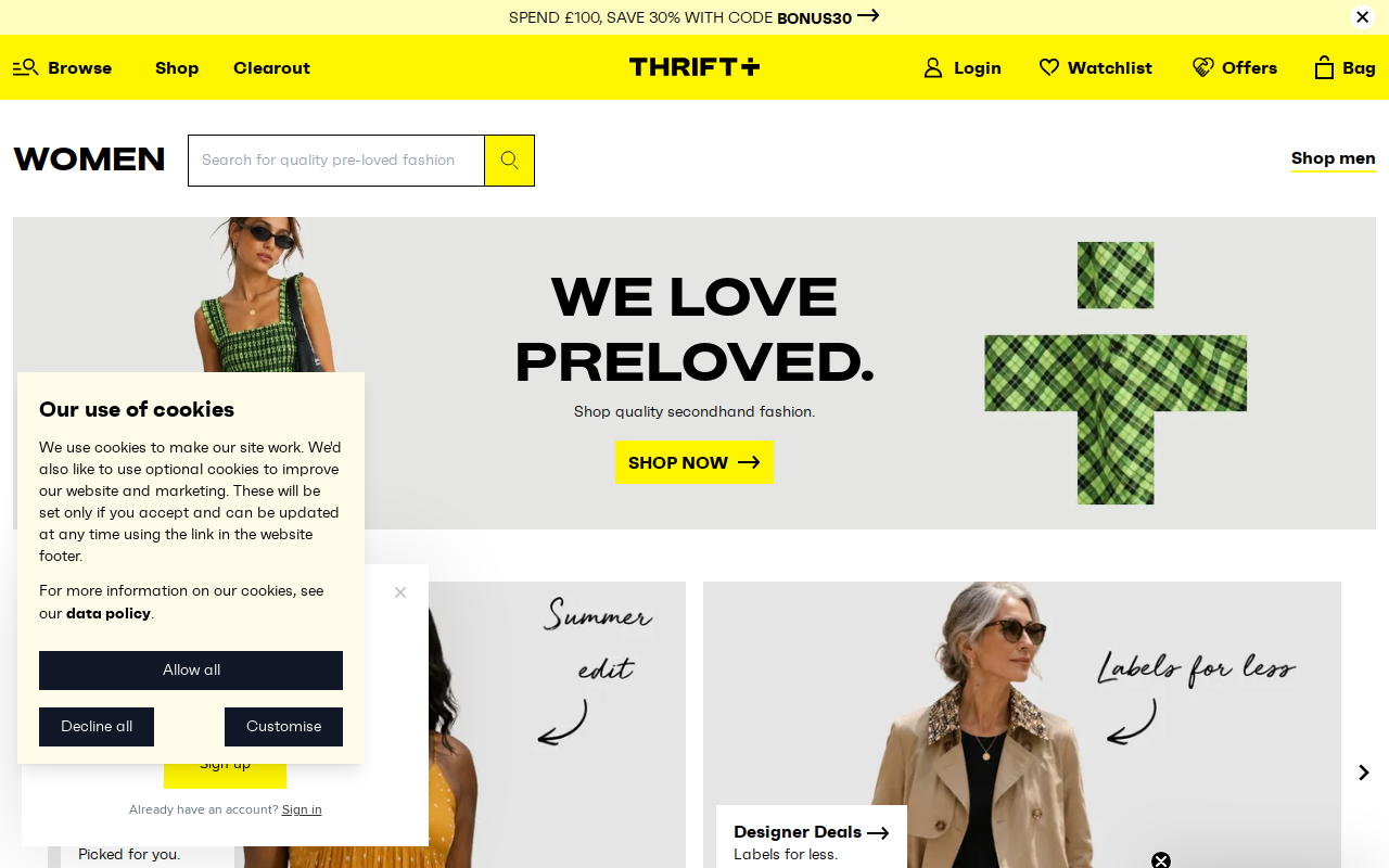 Thrift Plus website preview