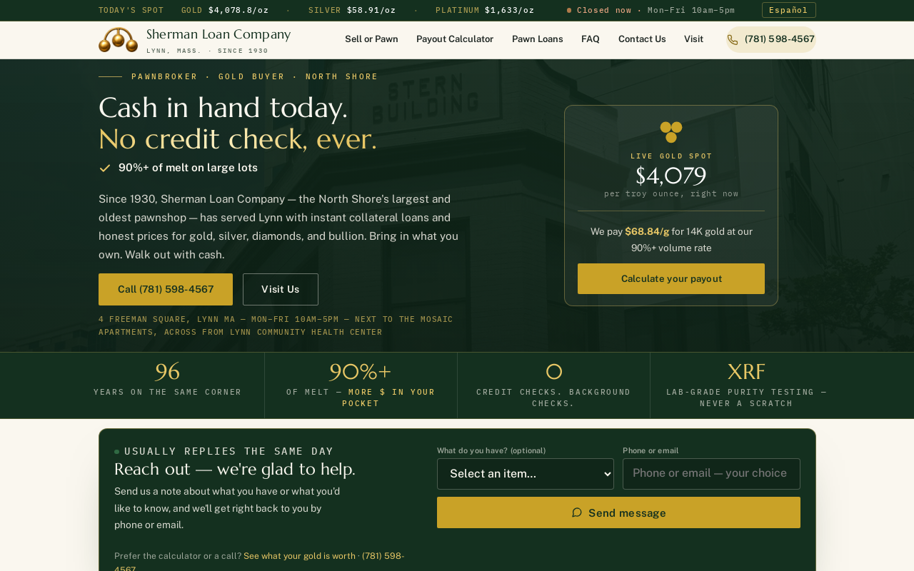 Sherman Loan Company-pawn Shop & Jewelry website preview