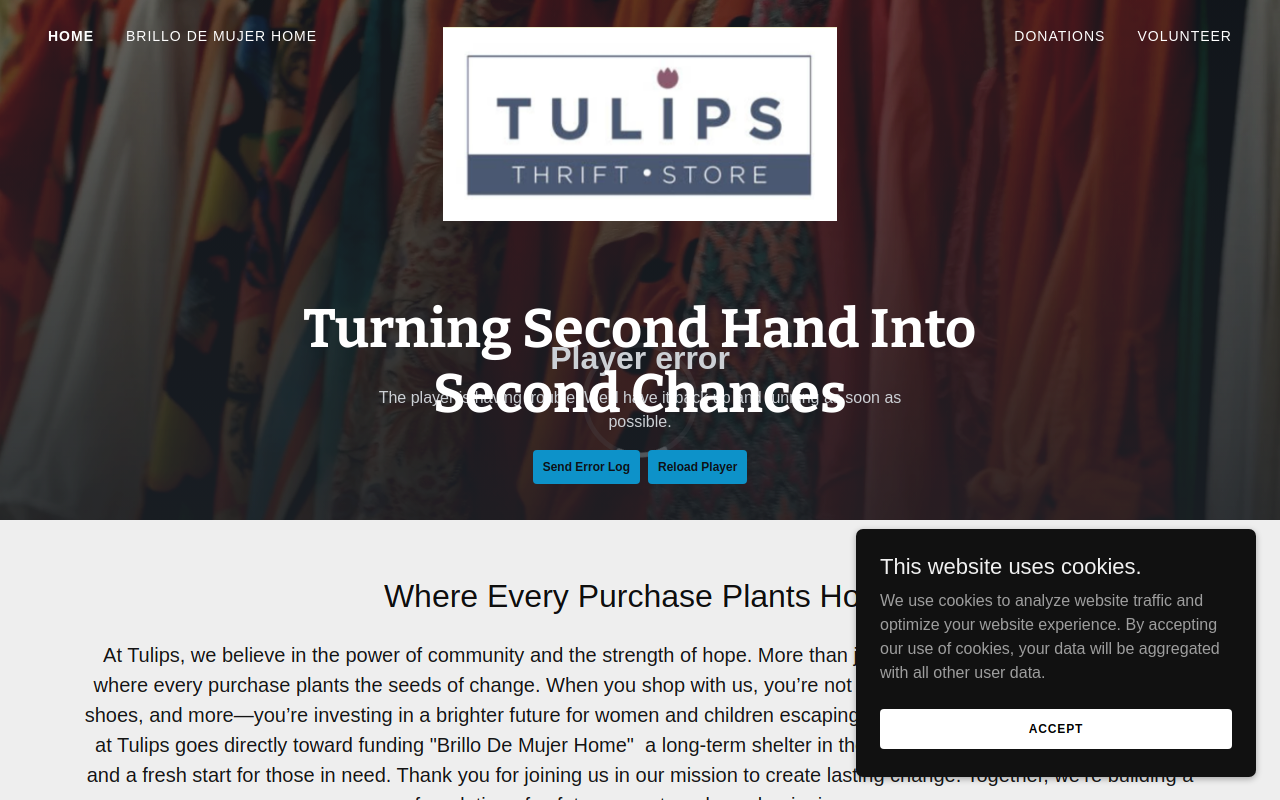 Tulips Thrift Store website preview