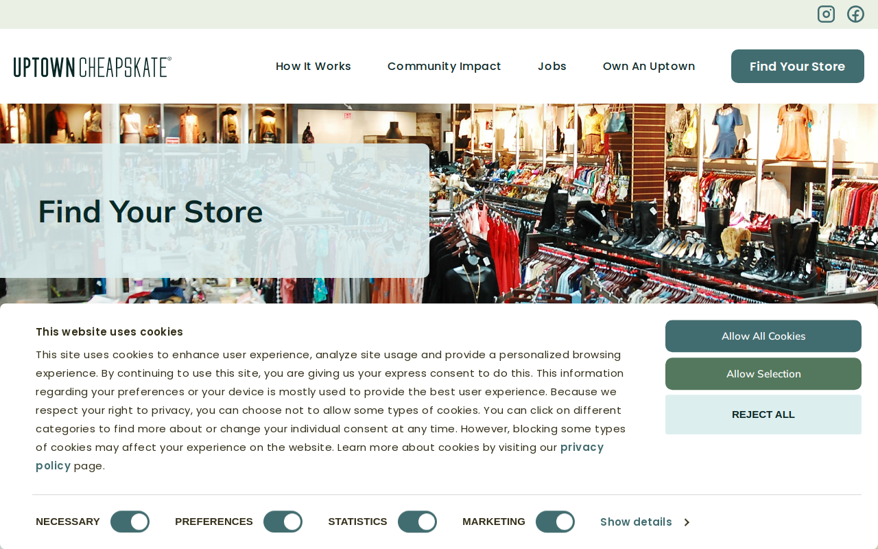 Uptown Cheapskate website preview