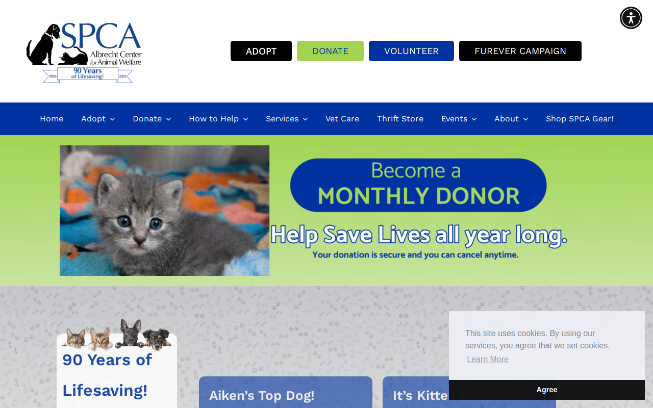 SPCA Albrecht Center Thrift Store website preview