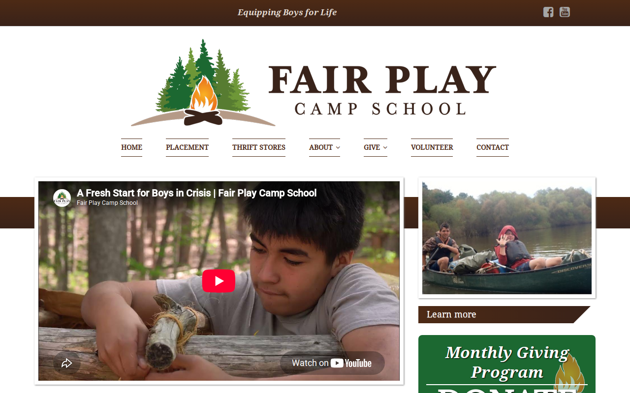 Boys Camp Thrift Store website preview